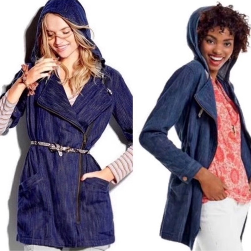 CAbi Dark Blue Hooded Jean Jacket